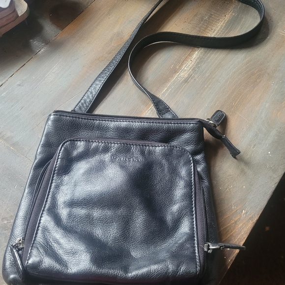 Mancini Black Leather Crossbody - Picture 1 of 8